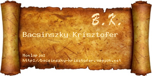 Bacsinszky Krisztofer névjegykártya